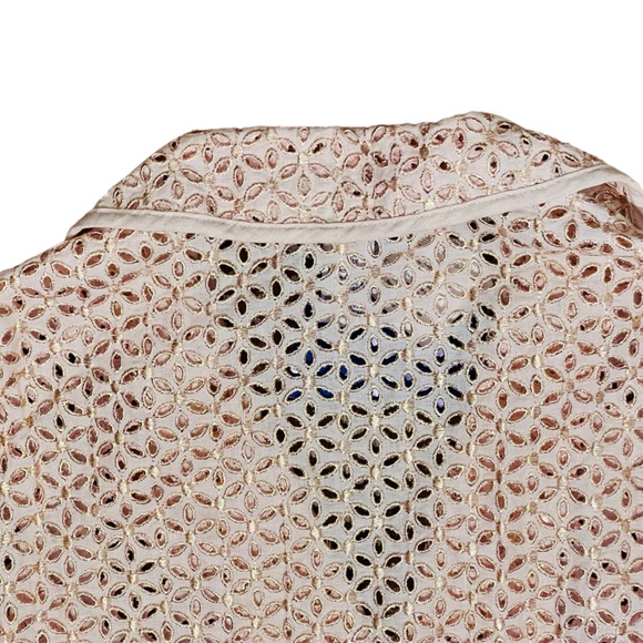 Susan Graver NEW Linen Jacket Size M Embroidered Fabric Mother of Pearl Buttons - Picture 10 of 11